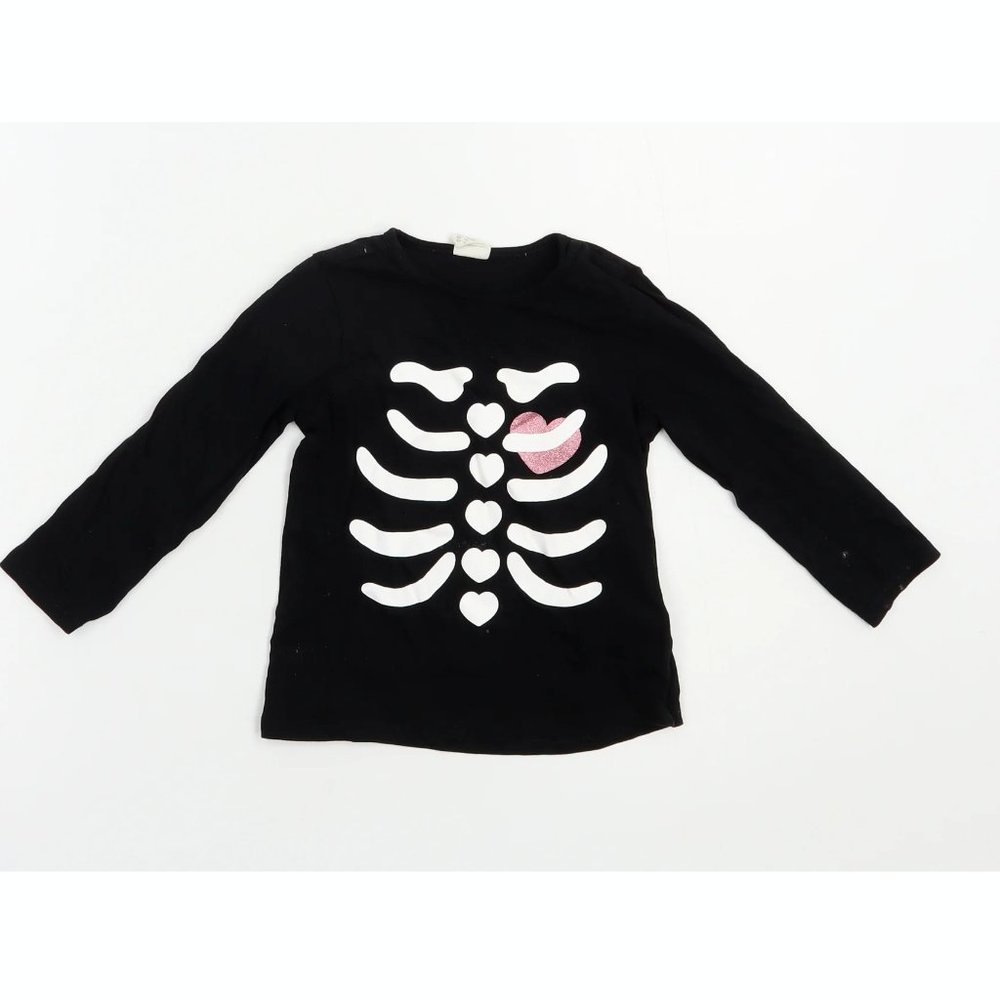 H&M Girls halloween skeleton print long sleeve tee 2T